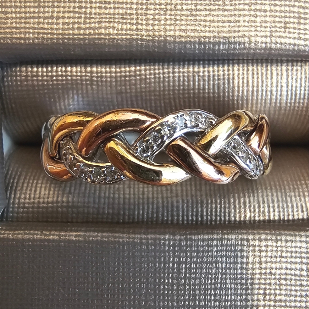 Kay Jewelers Diamond Anniversary Band Braided Tritone Ring 10k with Warranty